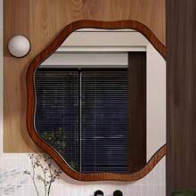 French Vintage Irregular Shaped American Style Wall-Mounted Bathroom Mirror, Bedroom Vanity Makeup Mirror, Bathroom Sink Mirror - Multicolor - View 5