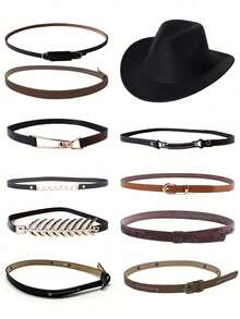 1pc Leather Multi-Accessory Adjustable Hat, Suitable For Beach, Gentleman And Cool Styles, Unisex - Hat Accessories - View 1