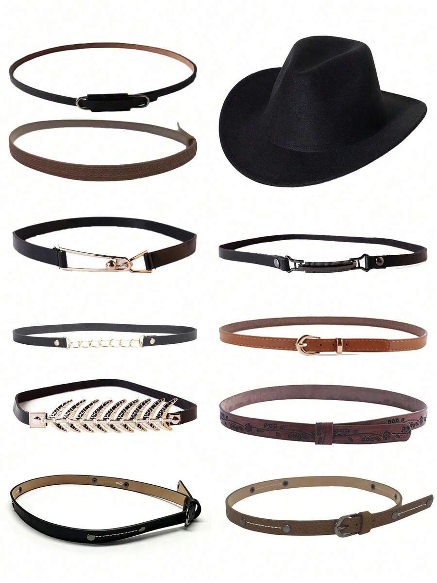 1pc Leather Multi-Accessory Adjustable Hat, Suitable For Beach, Gentleman And Cool Styles, Unisex - Hat Accessories - View 1
