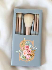 Portable Makeup Brush Set With Mirror And Soft Bristles, Floral Letter A-Y Pattern, Boxed Makeup Brush Set, Multi-Function Makeup Brush Set With Mirror And Makeup Box, Mini Multi-Function Makeup Brush, Foundation Brush, Eyeshadow Brush, Beginner Makeup Tools, Mixed Brush Makeup Storage Rack, Makeup Brush Set, Convenient To Carry Girls Gift, Ideal Makeup Tool Set, Portable Travel Supplies, Travel Essentials - Multicolor - View 21