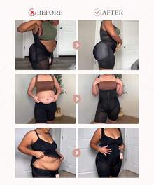 FeelinGirl  Colombianas Moldeadoras Butt Lifting Shapewear Tummy Control Postpartum Faja Body Shaper With Zipper Crotch - Black - View 5