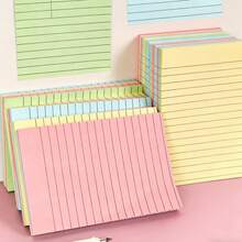 100 Sheets Colorful Horizontal Lined Sticky Notes, Portable Self-Adhesive Memo Pads, Aesthetic Stationery For Students & Office Workers, Back To School School Supplies - one-size - View 11