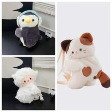 Mochila de Peluche deüino para Niños, Estilo JK, Doble Uso, Gran Capacidad, Linda Bolsa Cruzada con Forma de Animal para Niñas - Gato - Ver 8