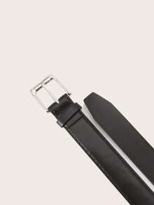 1pc Men's Square Buckle Leather Belt, Versatile Minimalist Commuter Belt, Unisex Jeans Belt - Multicolor - View 3