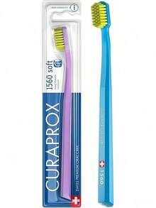 3pcs Pink Swiss Curaprox Ultra Soft Style Family Set, Meets Daily Oral Care Needs For The Whole Family, Practical And Cost-Effective Toothbrush Holder, Random Color, Small Head Design, Odorless, Gum Protection, Gentle And Non-Damaging To Teeth, Travel Set, Adult Manual Toothbrush Set, Gum Protection And Interdental Cleaning, Multi-Color Assorted Brushes - Multicolor - View 3