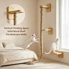 1pc Solid Wood Sisal Wall-Mounted Cat Climbing Rope, Durable Thickened Cat Tree Scratching Post Cup-Shaped Hammock, Sisal Material, Home Pet Supplies, Wall-Mounted Cat Scratching Rope Cat Tree Scratching Post, Cat Tree, Free Cat Gift, Cat Scratching Board, Cat House, Cat Supplies, Cat Climbing Frame, Cat Toy - Multicolor - View 2