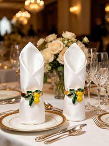 2/4/6/12pcs Lemon Shaped Napkin Rings, Decorative Napkin Rings, Wedding Decoration, Ceremony, Table Decor, Wedding, Dinner, Party Decoration Napkin Rings - Multicolor - View 1