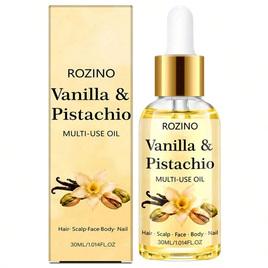 30ml Vanilla Pistachio Multi-Purpose Essential Oil, Powerful Moisturizing, Firming & Brightening, Smoothing Skin, Softening Hair, Nourishing Face, Nail Care, Body Massage, Deeply Moisturizing Hair, Effectively Caring For Hair Quality, 72h Long-Lasting Fragrance
