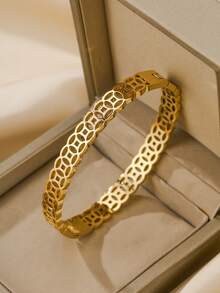 1/3pcs Women's Bracelet Set, Elegant & Exquisite, Non-Fading, Classic Floral Rhinestone Design, Stackable, Hypoallergenic, Gold-Tone Accessory Set, Suitable For Holiday Gifts, Female Friends, Parties - Gold - View 3