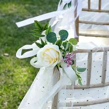 4/8pcs Artificial Chair Back Flowers, Suitable For Wedding Venue Decoration, Artificial Flower Bouquet, Outdoor Banquet Decoration - Multicolor - View 6