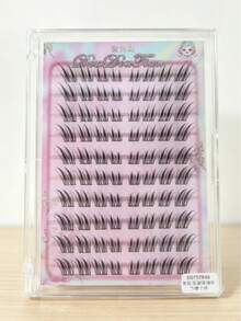 80 Clusters Jade-Faced Fox Oblique Flying False Eyelashes, Segmented Fox Eye Tail Lengthening, Glue-Free Natural Lash Clusters, Travel & Festival, Eyelash - C - View 7