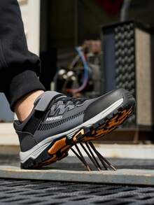 Men Work Shoes Steel Toe Smashproof Boots Unbreakable Puncture Resistant Work Boots - 灰色 - 查看 3