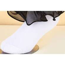 NEW-   Womens Big Ruffle Ankle Double Lace Turn Cuff Dress Socks,Women Cute Adult Cotton Ruffled Frilly Sock,#C907 - White - View 3