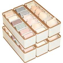 OrdoVault 6-Grid Multi-Piece Bra Storage Box, Belt Storage Basket, Closet Organizer, Foldable, Stackable, Space-Saving, Suitable For Home, Wardrobe, Sorting And Organizing Organizer - Beige, Halloween, Christmas Gift - View 10