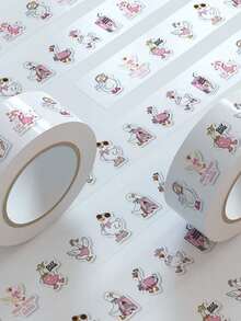 500pcs Cartoon Silly Goose Roll Stickers, Cute Funny Goose Pattern, Suitable For Laptop, Luggage, Phone, Scrapbook, Diary, Skateboard, Etc., Cartoon Graffiti Stickers, DIY Decoration Gift - Pink - View 6