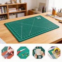 A3 Deep Green Double-Sided Grid Cutting Mat, Handmade Cutting Board, Desktop Anti-Cut Carving Mat, Suitable For Paper Craft, Sewing, Model Making, Scrapbooking, Fabric Cutting, Ideal For Craft Enthusiasts, Quilters, Handmade Sellers, Perfect DIY Gift For Friends On Back To School And Birthday - Green - View 1