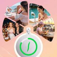 1pc LED Makeup Mirror, USB Rechargeable, 10x/1x Double-Sided Mirror, 3-Color Adjustable Light, Foldable, 360° Rotating Angle, Portable, Bathroom Makeup Mirror - Multicolor - View 11