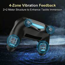 Wireless Controller For P4/Pro/Slim/PC, 600mAh Battery 2H Charge For 7-9H Playtime, Adaptive Triggers, Touchpad, Anti-Slip Grip, USB Charging, ABS, Black, Great Gift For Gaming Squad & Birthday Boy - View 7