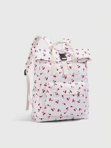 Solid Color Women's Functional Backpack Suitable For Daily Commute And Travel, Solid Color Women's Minimalist Daily Functional Backpack, Solid Color Women's Functional Backpack, Women's Minimalist Sporty Black Backpack - White - View 3