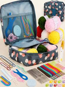 58pcs/130pcs Crochet Knitting Set, DIY Crochet Knitting Beginner Tool Kit, Includes Portable Storage Bag, Crochet Tools And Yarn - Suitable For Beginners, Can Crochet Pet Clothes, Socks, Gloves, Scarves, Hats, Flowers, Bags, Pockets, Gifts, Decorative Accessories (Random Color Yarn And Crochet Hooks) - Multicolor - View 12