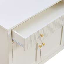 Stylish White Dining Sideboard With 2 Drawers And 4 Doors - Elegant Buffet For Kitchen, Living Room - 白色 - 查看 11