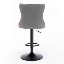 Velvet Swivel Stools With Adjustable Seat Height From 63.5 To 84 Cm, 45 Cm Base, Modern Upholstered Stools With Padded Backrest For Home, Pub Or Kitchen Island, Black, Set Of 2, DE1812BK - Black - View 7