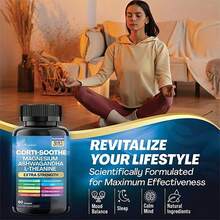 Miriyalyad Corti-Soothe 13 In 1 Supplement Capsules Extra Strength Magnesium Ashwagandha L-Theanine Complex With Lions Mane GABA Rhodiola Ginkgo Biloba Valerian Root 60 Capsules - 3件 - 查看 3