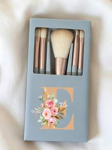Portable Makeup Brush Set With Mirror And Soft Bristles, Floral Letter A-Y Pattern, Boxed Makeup Brush Set, Multi-Function Makeup Brush Set With Mirror And Makeup Box, Mini Multi-Function Makeup Brush, Foundation Brush, Eyeshadow Brush, Beginner Makeup Tools, Mixed Brush Makeup Storage Rack, Makeup Brush Set, Convenient To Carry Girls Gift, Ideal Makeup Tool Set, Portable Travel Supplies, Travel Essentials - Multicolor - View 19