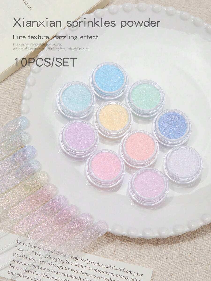 Baoshiman Glitter Fino Sonhador, Pó Decorativo de Glitter Multicolorido Ultra Brilhante, Acessórios Portáteis para Arte de Unhas, Múltiplas Cores Disponíveis, Adequado para Arte de Unhas DIY