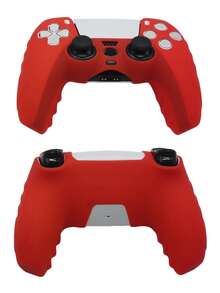 Compatible con PlayStation 5, diseño antideslizante, antirayaduras y antitranspiración que mejora la sensación de control de juego, gran apertura inferior para carga directa, accesorio de juego práctico - Rojo - Ver 2