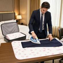 Portable Dual-Use Ironing Mat, Cute Bow & Cherry Print Foldable Ironing Pad, Supports Flat Surface & Hanging Ironing, Compact Space-Saving Ironing Board Alternative, Home & Travel Garment Care Easy Storage Pad - Pink Bow - View 9