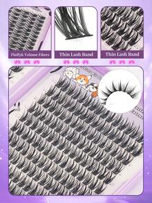 448pcs DIY Eyelash Extension Kit, Wheat & Pure Wild 2 Mixed Styles, Natural Curly Soft False Eyelashes, Suitable For Beginners, Home, Office, Party, Holiday Use - D - View 2