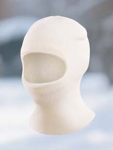 1pc Solid Color Baby Winter Knitted Balaclava Hat, Cute Double Pom Pom Design, Elastic Soft Neck Warmer, Suitable For Baby Daily Outdoor Skiing - 1PC - View 15