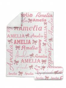 1pc Customized Flannel Name Blanket, Suitable For Bed, Living Room, Sofa, Outdoor, Beach, Camping, Pets And More Occasions, Can Be Personalized With Family/Pet/Couple Name Print, Ideal Gift For Christmas, Mother's Day/Father's Day, Family, Birthday, Friends, Women, Parents And More Occasions. - Style 1 - View 7