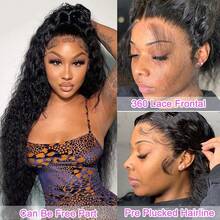 Dollface 360 Invisible Drawstring Full Lace Human Hair Wig Transparent HD Lace Pre Plucked Deep Wave 360 Invisi Strap Lace Front Wigs For Women 20 40 Inch - Natural Black - View 4