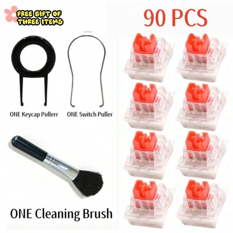 Keyboard Switch 90Pcs Keyboard Clicker Key 3 Pin Tactile Switch For MX Outemu RGB Redragon Replacement Free For Two Keycap Puller And One Cleaning Brush - View 1