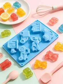 Juego de 7 piezas de moldes de silicona de transporte, molde 3D de coche, molde de silicona para coche y motocicleta, molde de chocolate de coche de dibujos animados, juego de moldes de horneado con gotero, silicona, fácil de desmoldar, resistente al calor, suave y antiadherente, juego DIY para el hogar, adecuado para comida de bebé, chocolate, gomitas, gelatina, velas aromáticas, jabón hecho a mano, pastel de cumpleaños de bebé, postre DIY con tema de niño - Multicolor - Ver 3
