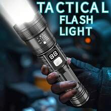 1pc Rechargeable LED Flashlight High Power Zoomable Torch With LCD Display 3 Lighting Modes Waterproof Handheld Light For Outdoor Camping Hiking Emergency - Flashlight - View 7