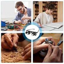 Head Mount Magnifying Glass  2/6/10/24X Multi Lenses Adjustable Angle Hands Free Magnifier For Craft Watch Repair Reading - A - View 8
