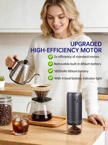 CLITON Penggiling Kopi Elektrik Mini Portabel, Pelat Penggiling Keramik yang Dapat Diatur untuk Penggilingan Merata, Lampu Indikator Daya Tipe-C, Kontrol Satu Sentuhan, Cocok untuk Pojok Kopi di Rumah, Berkemah dan Bepergian, Hadiah Kopi Liburan yang Elegan - MultiWarna - View 4