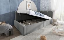 إطار سرير أريكة سرير نهاري 90x200 سم مخمل رمادي - رمادي - مشاهدة 9