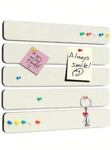 5pcs 33cm Long Felt Strips With Push Pins, No Drilling Required, Self-Adhesive Bulletin Board Strips, Suitable For Wall Felt Cork Board, Sticky Notes, Home Decor, Study Memo, Birthday Gift - A - View 6