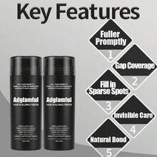 2 PCS 30g Hair Fiber Powder, Covers Hairline, Waterproof & Sweat-Proof, Easy To Clean, Portable Touch-Up, Quick Hair Thickening, Creates Full Contour, Provides Fresh & Voluminous Hair Feel, Suitable For Business Trips & Travel - Multicolor - View 4