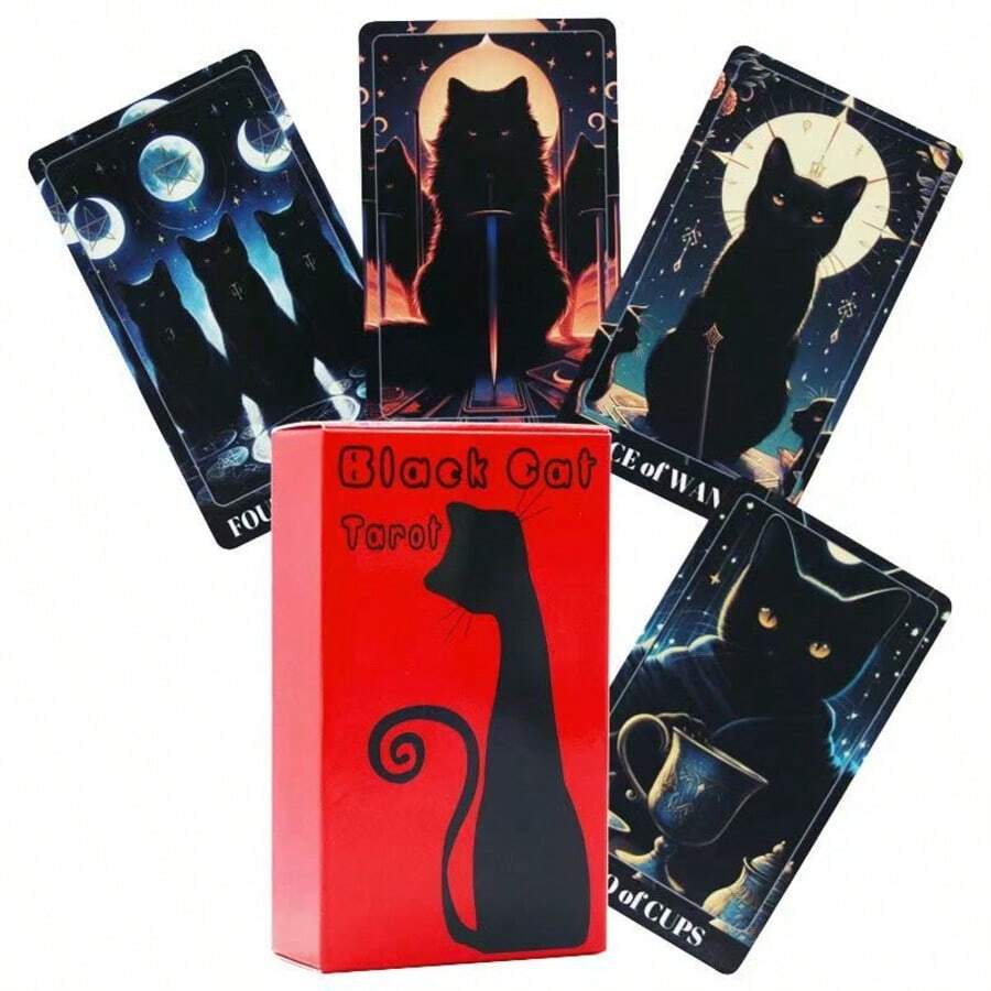 Permainan Kartu Tarot Kucing Hitam, Permainan Pesta Santai untuk Pertukaran Bahasa dan Pertemuan Sosial, Cocok untuk Hiburan Keluarga, Pesta Kartu, dan Permainan Meja. - Merah - View 1