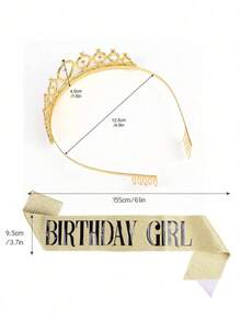 Birthday Sash & Rhinestone Crown 2pcs Set, Birthday Sash & Belt Crown, Women's Birthday Crown & Headpiece - A - View 4