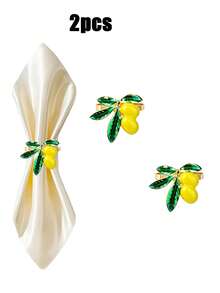 2/4/6/12pcs Lemon Shaped Napkin Rings, Decorative Napkin Rings, Wedding Decoration, Ceremony, Table Decor, Wedding, Dinner, Party Decoration Napkin Rings - Multicolor - View 11