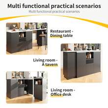 360° Rotating Kitchen Island White With Marble Top And Storage Space - Black - View 3