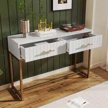 White Vanity Table With 2 Drawers - Perfect For Bedroom - 白色 - 查看 6