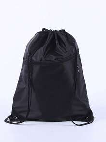 1 pieza/5 piezas/10 piezas/15 piezas Bolsa con cordón y cremallera, bolsa de almacenamiento de mochila de poliéster con doble cordón, gran capacidad - Multicolor - Ver 16