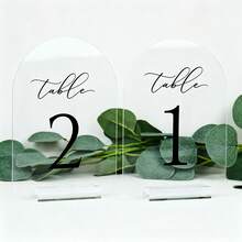 Wedding Transparent Arch Table Number Card, 5*7 Inch Arch Acrylic Table Number Card With Acrylic Stand, Table Guide Sign, Suitable For Wedding Party, Birthday Party And Other Occasions - A - View 7